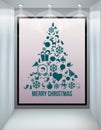 Christmas tree applique vector background. Royalty Free Stock Photo