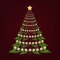 Christmas tree background with Christmas balls and garland