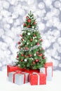 Christmas tree background banner snow stars decoration