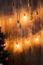 Christmas tree background, bright hanging lamp