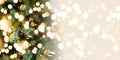 Christmas tree background. Festive bold bokeh