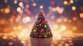 Christmas tree background, New Year tree blurred bokeh lights, holyday backdrop