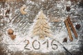 Christmas tree baking rustic background Royalty Free Stock Photo