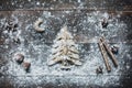 Christmas tree baking rustic background Royalty Free Stock Photo