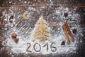 Christmas tree baking rustic background Royalty Free Stock Photo