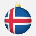 Christmas tree ball with Iceland flag. Icon for Christmas holiday