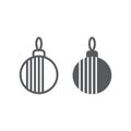 Christmas tree ball line and glyph icon, xmas and decoration, bauble sign, vector graphics, a linear pattern Royalty Free Stock Photo