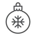Christmas tree ball line icon, xmas and decoration, bauble sign, vector graphics, a linear pattern on a white background Royalty Free Stock Photo