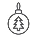 Christmas tree ball line icon, xmas and decoration, bauble sign, vector graphics, a linear pattern on a white background Royalty Free Stock Photo