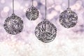 Christmas Tree Ball Ornament, Dark Purple Sparkling Background