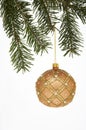 Christmas Tree Ball on spruce - Weihnachtskugel mit Tannenzweig Royalty Free Stock Photo