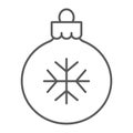 Christmas tree ball thin line icon, xmas and decoration, bauble sign, vector graphics, a linear pattern Royalty Free Stock Photo