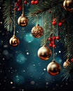 Christmas tree balls, along with other holiday ornaments, create a festive and decorative Royalty Free Stock Photo