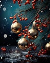 Christmas tree balls, along with other holiday ornaments, create a festive and decorative Royalty Free Stock Photo