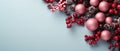 Christmas tree with balls and berries on light grey background Royalty Free Stock Photo