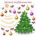 Christmas tree, Christmas balls, decorate a Christmas tree, game, set