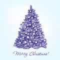 Christmas tree with balls hand drawn vector