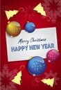 Christmas Tree Balls On Happy New Year Greeting Card Winter Holidays Postcard Design Royalty Free Stock Photo