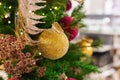 Christmas tree with balls in the shopping mall, store Royalty Free Stock Photo