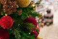 Christmas tree with balls in the shopping mall, store Royalty Free Stock Photo