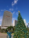 Christmas tree in Bayfront Park, downtown Miami Royalty Free Stock Photo