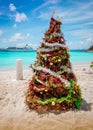 Christmas tree on the beach.