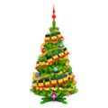 Christmas tree with Belgian Xmas pennant flags, 3D rendering