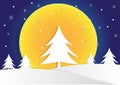 Christmas tree with big moon background, christmas background