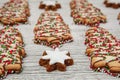 Christmas tree biscuits and almond stars dessert.