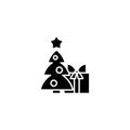 Christmas tree black icon concept. Christmas tree flat vector symbol, sign, illustration.