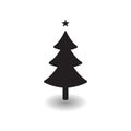 Christmas tree black icon, flat design style. Christmas tree vector silhouette. Vector illustration Royalty Free Stock Photo