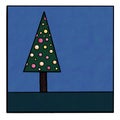Christmas tree with black lines and watercolor coloring