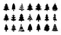 Christmas tree black silhouette collection vector Royalty Free Stock Photo