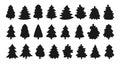 Christmas tree black silhouette set New Year symbol traditional xmas Royalty Free Stock Photo