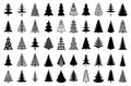 Christmas tree black silhouette. Vector set template for laser, paper cutting Royalty Free Stock Photo