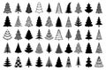 Christmas tree black silhouette. Vector set template for laser, paper cutting Royalty Free Stock Photo