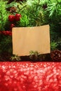 Christmas tree with blank note Royalty Free Stock Photo