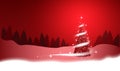 Christmas tree, blizzard, stars, snow, sky, night, red backgrou Royalty Free Stock Photo