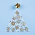 Christmas tree on blue background