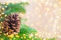 Christmas tree the bokeh background. Christmas greeting card backgrounds Royalty Free Stock Photo