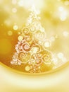 Christmas Tree on bokeh, Greeting Card. EPS 8 Royalty Free Stock Photo