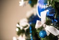 Christmas tree branch close-up with toys Royalty Free Stock Photo