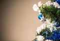 Christmas tree branch close-up with toys Royalty Free Stock Photo