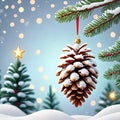 Christmas tree branch decoration winter snow pine cone star jesus