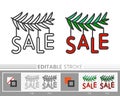 Christmas tree branch garland sale line icon