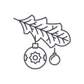 Christmas tree branch line icon concept. Christmas tree branch vector linear illustration, symbol, sign Royalty Free Stock Photo