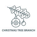 Christmas tree branch line icon, vector. Christmas tree branch outline sign, concept symbol, flat illustration Royalty Free Stock Photo