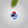 Vector Christmas tree branch with beautiful ball isolated on transparent background Royalty Free Stock Photo