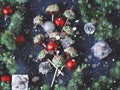 Christmas tree branches with cake pops and baubles Royalty Free Stock Photo