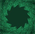 Christmas tree branches Frame pixel art. Xmas Background branch